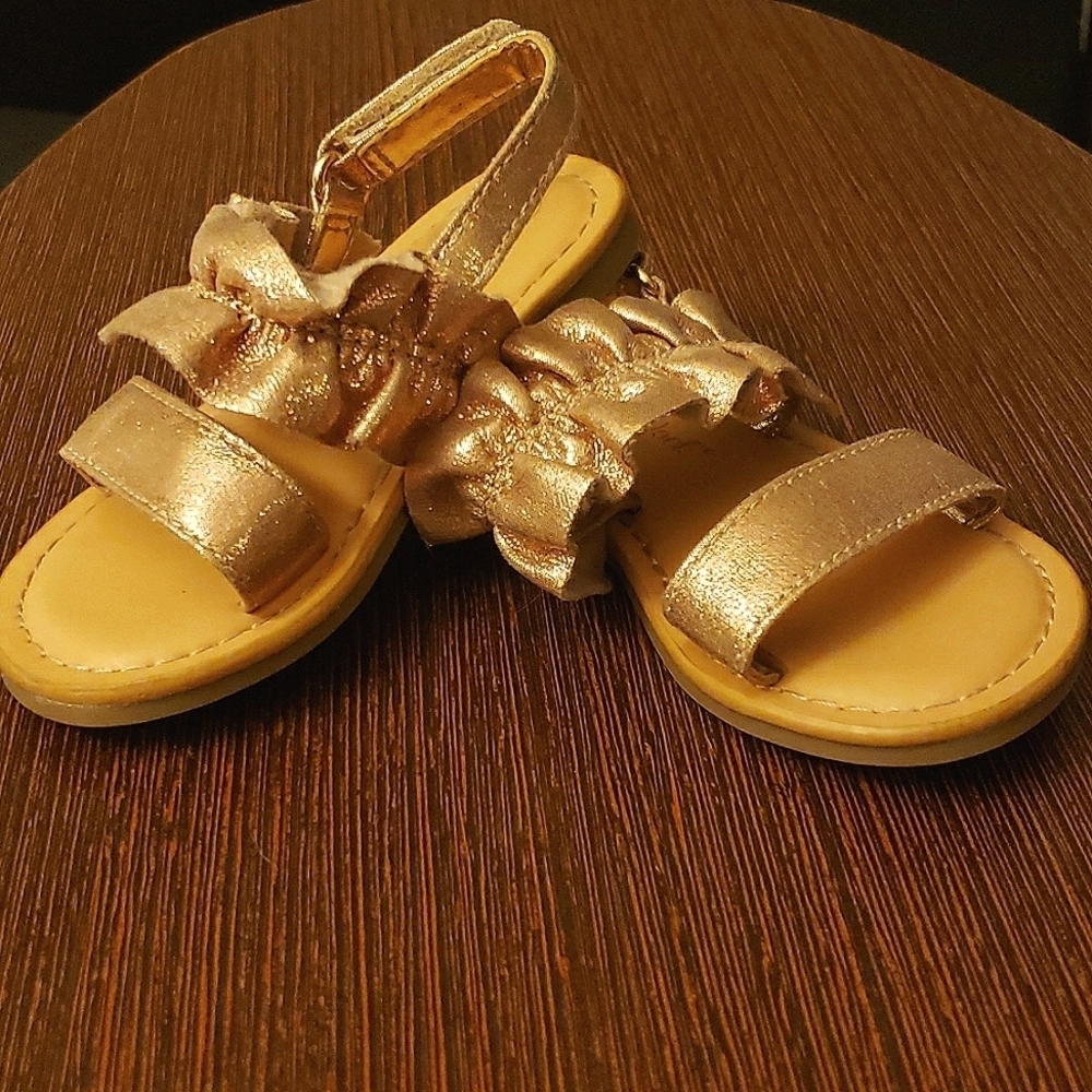 Cat & Jack Toddler Girls' Dita Sandals Rose Gold Hook & Look Closure Size 5